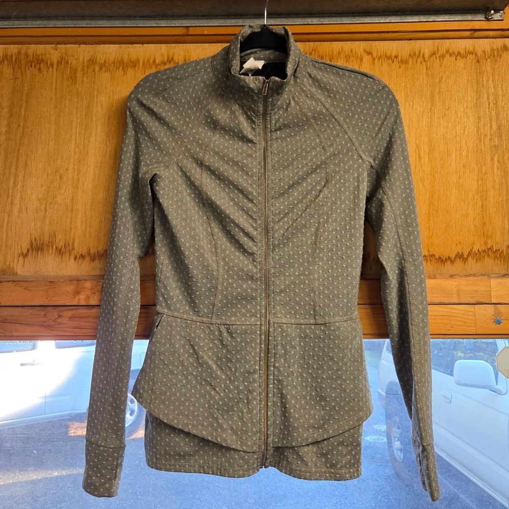 Pure + Good Peplum Full Zip Jacket XS Gray Polka Dot Athleisure Yoga‎ Excellent - Picture 4 of 8